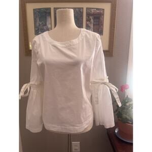 White Bell Sleeve Flared Top Laundry By Shelli Segall Small New READ DESCRIPTION